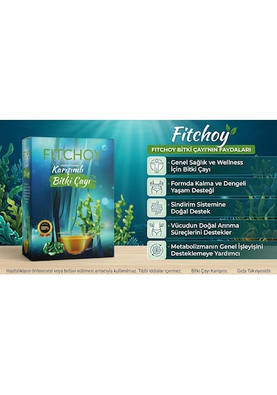 Fitchoy Deniz Yosunu Karışımlı Bitki Çayı 60 Süzen Poşet Mate, Kiraz Sapı Ve Bitkisel Karışım