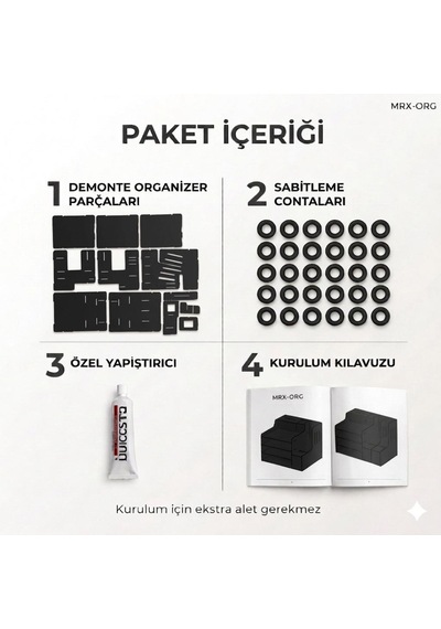 Mrx-org Desk 01 Masaüstü Organizer Peçetelikli Çok Amaçlı Masa Düzenleyici, Raflı Dosyalık Siyah