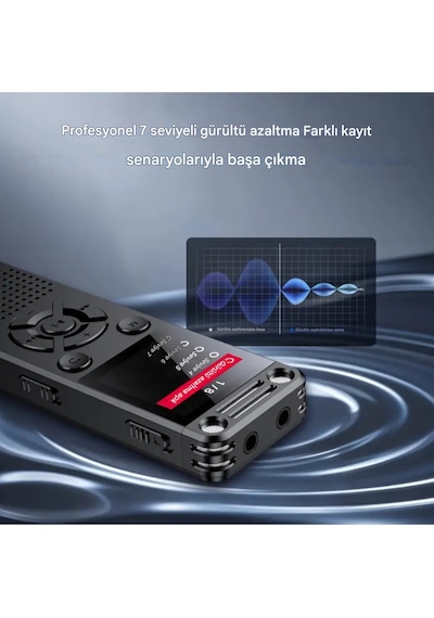 Metal Ses Kayıt Cihazı 32gb Çift Hoparlör, Kristal Mikrofon, 75 Saat Pil, Gürültü Azaltma