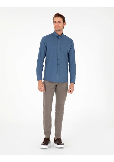 Pierre Cardin Erkek İndigo Gömlek Desenli 50292553-vr028 İndigo