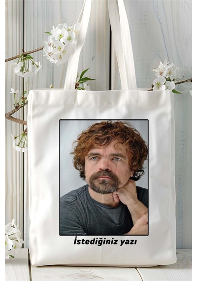 Art Hediye Peter Dinklage Baskılı Bez Çanta Omuz Çantası Kişiye Özel Desen 2 Çok Renkli