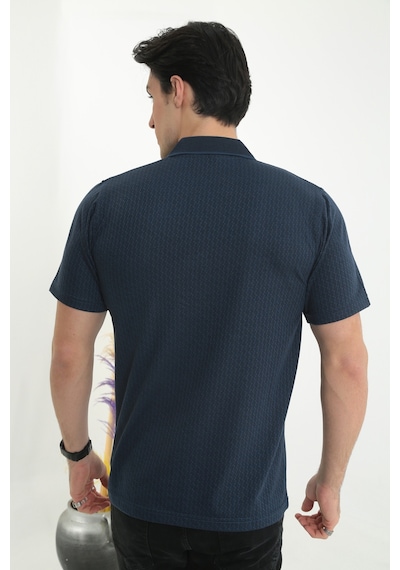 POLO YAKA BABA ERKEK DESENLİ TİŞÖRT Mavi
