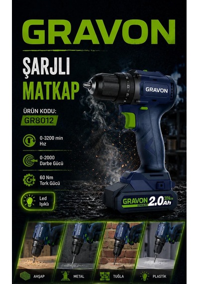 Mur-cell Gravon 20v 2ah Şarjlı Matkap 60nm