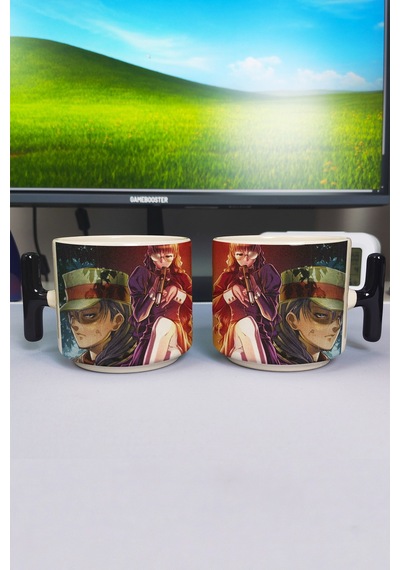 Black Lagoon Anime Baskılı Seramik Lüks Kupa 1 Adet T Şeklinde Özel Siyah Kulp Dalga Kulp V4t Çok Renkli