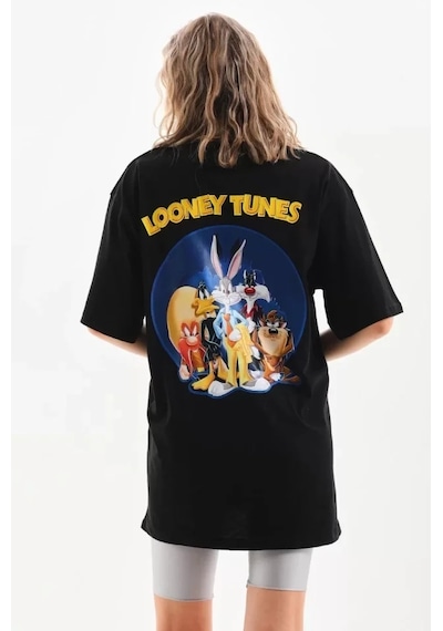 Tua Moda Unisex Baskılı Oversize T-shirt - Siyah Siyah