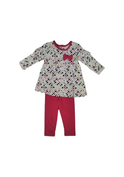 Nnk Kids Kız Çocuk Elbiseli Alt Üst Takım Puantiyeli Alt Taytlı Krem