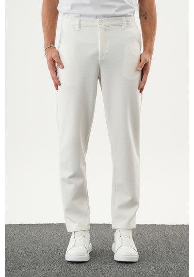 Redline Arden Kışlık Kalın Slim Fit Kemerli Erkek Pantolon Beyaz