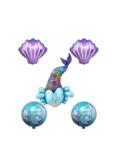 Mor Deniz Kızı Temalı Balon Seti Mermaid Doğum Günü Parti Seti 5 Li