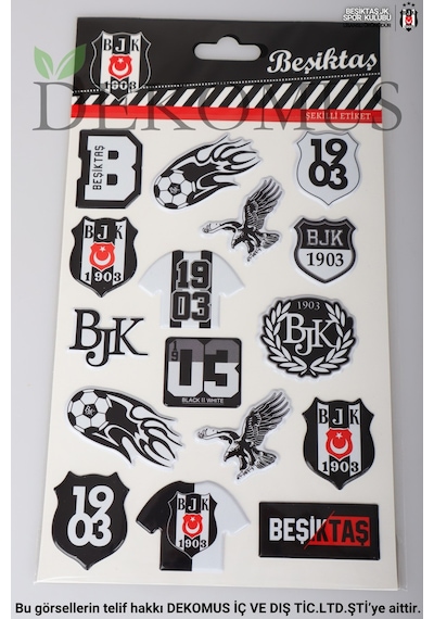 "dekomus Cep Defteri Hediyeli" Lisanslı Beşiktaş 3d Şekilli Etiket/stıcker Ahşap