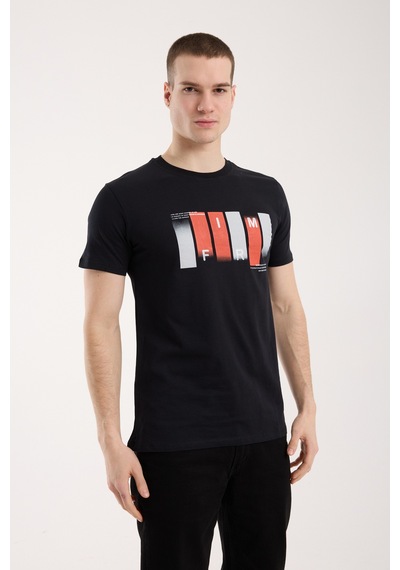 Maximodena Urban Form Grafik Baskılı Erkek Tişört Günlük Sportif Stil Siyah