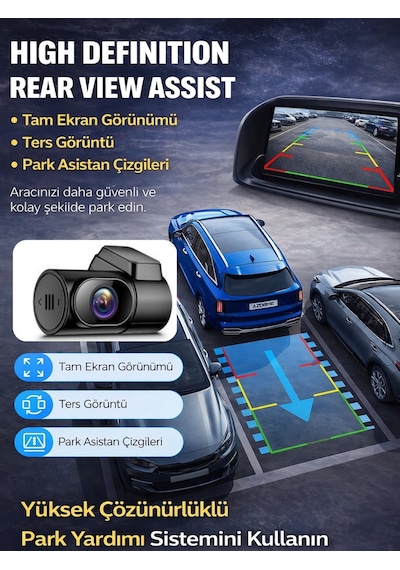 X18 Premium 3 Lens Araç İçi Kamera Wifi Gps 4k Ultra Hd Ön Arka İç Kamera Gece Görüşü Park Modu Dvr