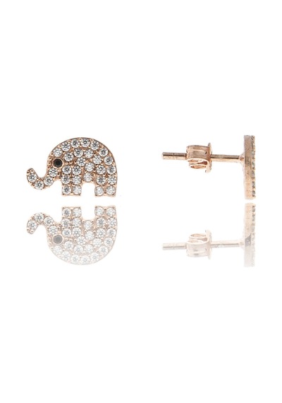 Fil Küpe Nano Zirkon Taşlı Rose Gold Kaplama 925 Ayar Gümüş