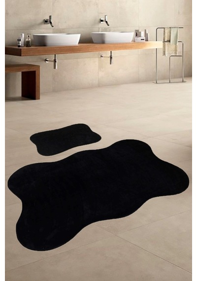 Anatolia 2'li Siyah 80x140 + 50x70 Cm Büyük Ebat Banyo Paspası Se Siyah Anatolia 2'li Siyah 80x140 + 50x70 Cm Büyük Ebat Banyo Paspası Se Siyah