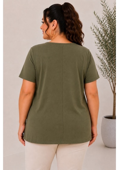 Paw Garage Kadın Büyük Beden Günlük Bluz - Kare Yaka Kısa Kol Bluz 4xl Sıyah 4xl Sıyah Pwgdad5114