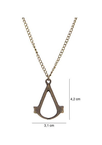 Assassin's Creed Kolye Oyuncu Kolyesi Antik Sarı Renk Klasik Zincirli Antik Sarı