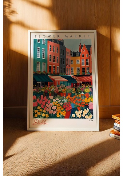 Dublin İrlanda Çerçeveli Tablo Seyahat Severlere Salon Ve Ofis İçin Estetik Duvar Dekoru Travel Flower Market