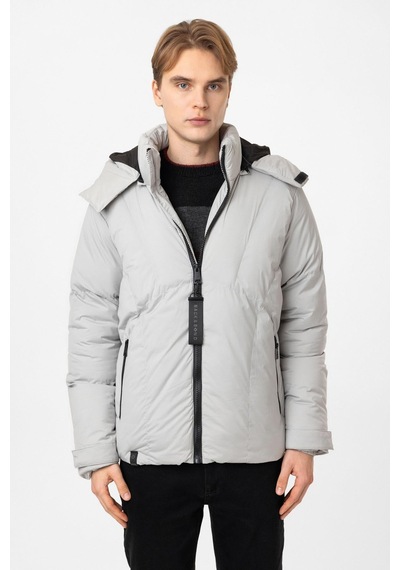 Back And Bond Açık Gri Regular Fit Kapüşonlu Puffer Mont Çok Renkli