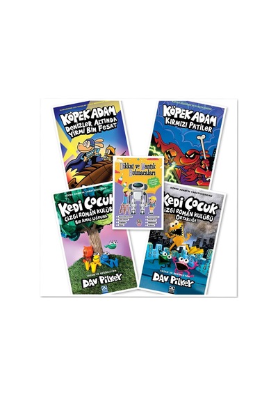 Köpek Adam 12 Kırmızı Patiler Dahil, Köpek Adam Son 2 Kitap, Kedi Çocuk Son 2 Kitap 5 Kitap