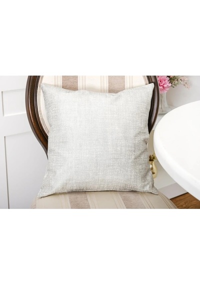 Linen Pamuk Keten Baskılı Krem/gümüş Kırlent 45 45 Cm Ikili - 561 45 x 45