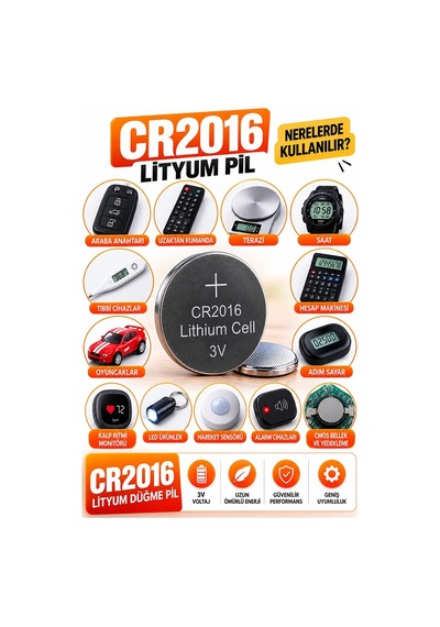Cr2016 Pil 3v 10 Adet Rio Cr 2016 Para Pil Lityum Düğme Pil Araba Kumandası Baskül Tartı Pili Saat Oyuncak Cihaz Pili