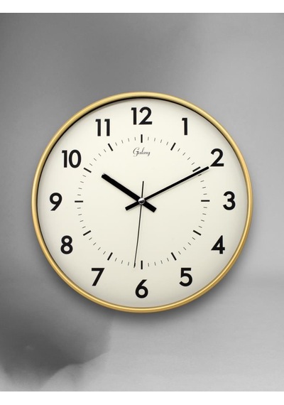 Galaxy 221-g Serisi Eskitme Metal Görünümlü Sessiz Akar Modern Duvar Saati 30 Cm Gold - Beyaz