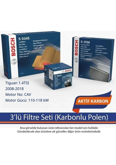Netpar Volkswagen Tiguan 1.4tsı 2008-2018 Bosch 3'lü Filtre Seti Karbonlu Polen
