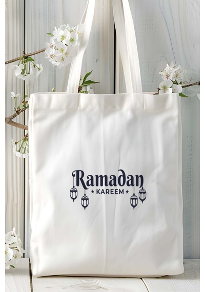 Art Hediye Ramazan İslam Baskılı Bez Çanta Omuz Çantası Kişiye Özel Model 2 Çok Renkli