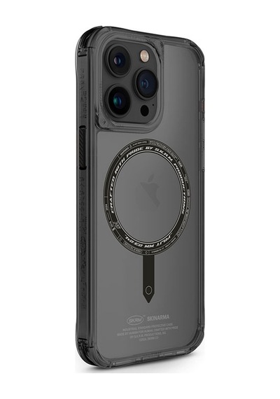 Apple Uyumlu iPhone 15 Pro Kılıf Skinarma Şeffaf Airbag Tasarımlı Magsafe Şarj Özellikli Saido Kapak Mavi