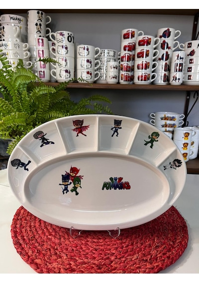 7 Bölmeli Pjmasks Kahvaltı Tabağı Çok Renkli