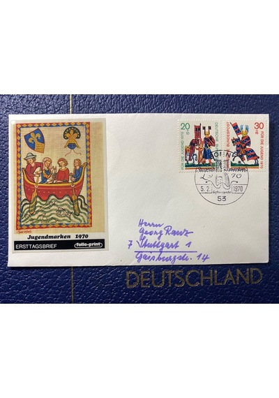 Almanya Özel Damgalı İlk Gün Zarfı Jugend Marken 1970 Erstausgabetag Deutschland Brd