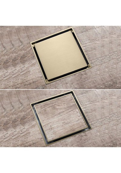 Fause Komple Çelik Seramik Uyumlu Ankastre Yer Süzgeci 10x10 Cm Mat Altın Ksz101-bg