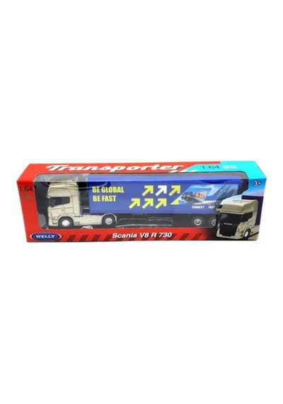 Welly 1:64 Scania V8 R 730 Metal Çek Bırak Oyuncak Tır Transporter Lisanslı