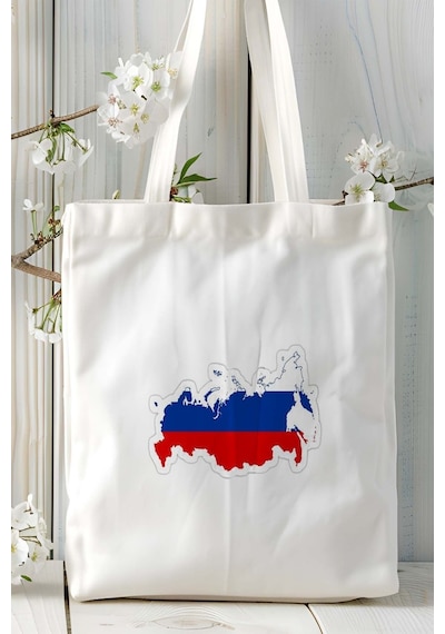 Art Hediye Rusya Russia Bayrak Baskılı Omuz Çanta Model Çok Renkli