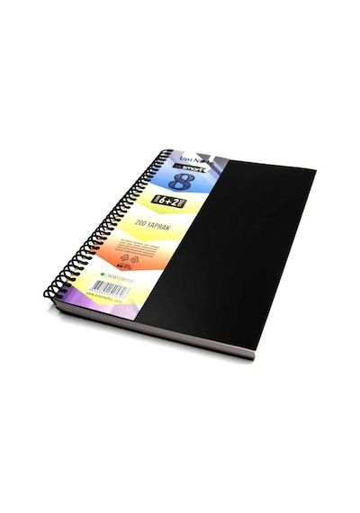 Uninote I'm Smart Spiralli 6+2 Ayraçlı 400 Sayfa Defter 8 Bölmeli 200 Yaprak 6 Bölüm Kareli 2 Bölüm Çizgili Sert Kapak Akıllı Tasarım Karışık Renklerde