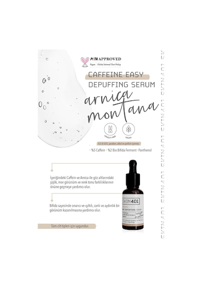Skin401 %5 Kafein Göz Altı Şişlik Ve Torbalanma Önlemeye Yardımcı Serum 30ml