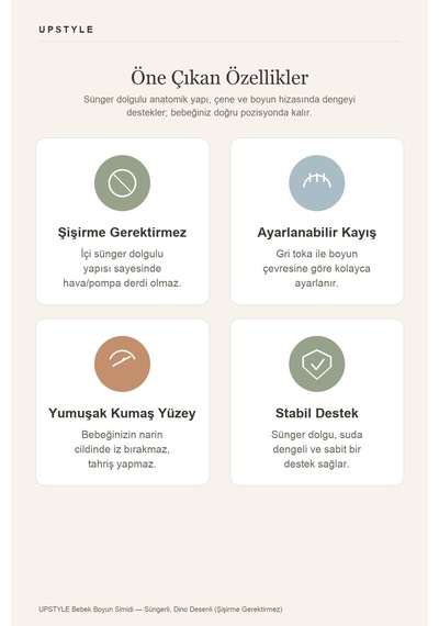 Oglo İçi Süngerli Dino Temalı Bebek Yüzme Simidi Şişirme Gerektirmez
