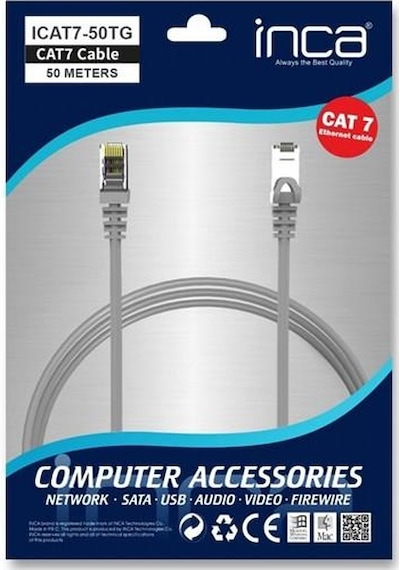 Inca 50metre Cat7 S/ftp Icat7-50tg Gri Patch Kablo-213596