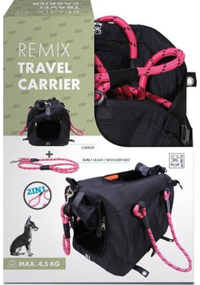 M-Pets 2in1 Remix Omuz Kemerli Kedi Küçük Irk Köpek Taşıma Çantası Pembe Siyah 41 x 28 x 28 CM