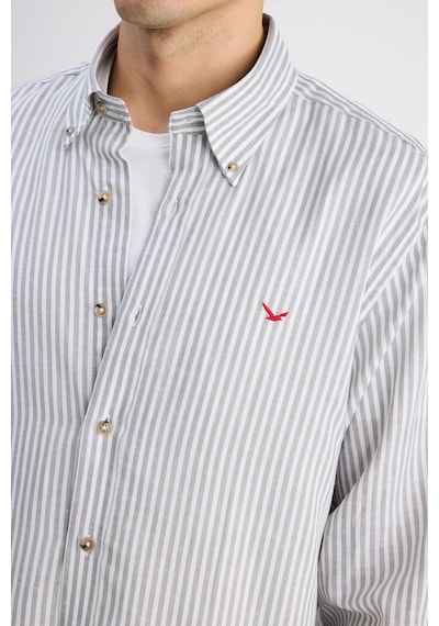 D'S Damat Ds Damat Comfort Haki Çizgili Gömlek 6hc02g816304m Çok Renkli