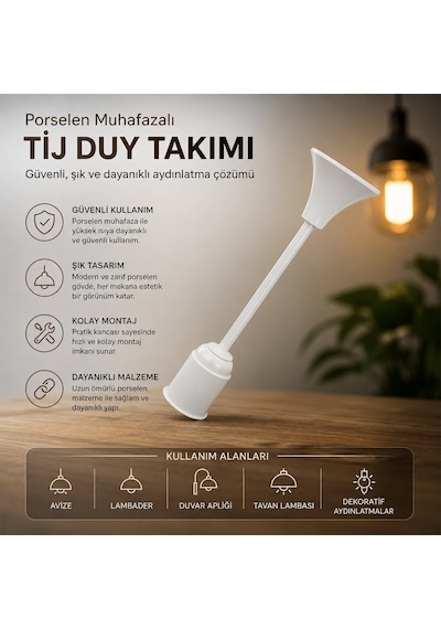 Vega Elektrik Porselen E27 Muhafazalı Tij Duy Takımı- 50'li Paket Diğer