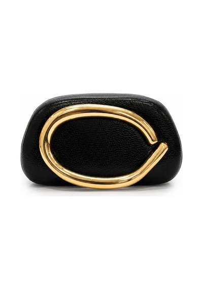 Aylesh Gold Saplı Clutch Omuz Ve El Çantası Gold Detaylı Siyah Siyah