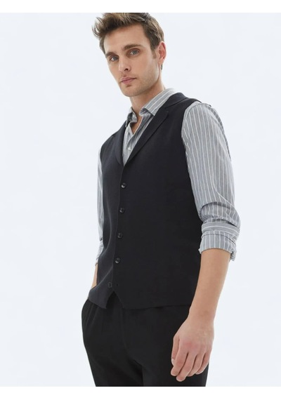 Kip Siyah Regular Fit Casual Örme Triko Yelek Siyah