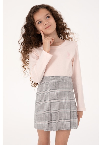 U.S. Polo Assn. Kız Çocuk Açık Pembe Bisiklet Yaka Basic Sweatshirt 50317923-VR078