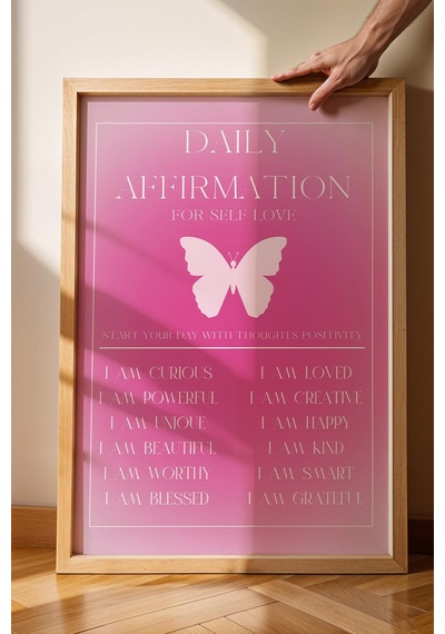Daily Affirmation For Self Love Çerçeveli Tablo Aura Enerji Renkleri Günlük Olumlama Tekrar Cümleleri