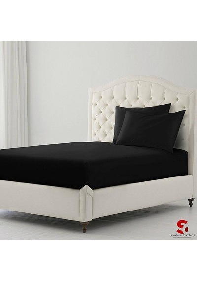 Lionas Stella Flavo %100 Pamuk Tek Kişilik Luxury Lastikli Çarşaf Seti Siyah 100x200+30cm Siyah