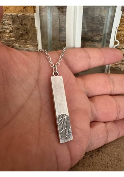 Parmak İzi Figürlü Unisex Kolye 60 Cm Zincirli, Kimlik Ve Eşsizlik Temalı Tasarım Çok renkli