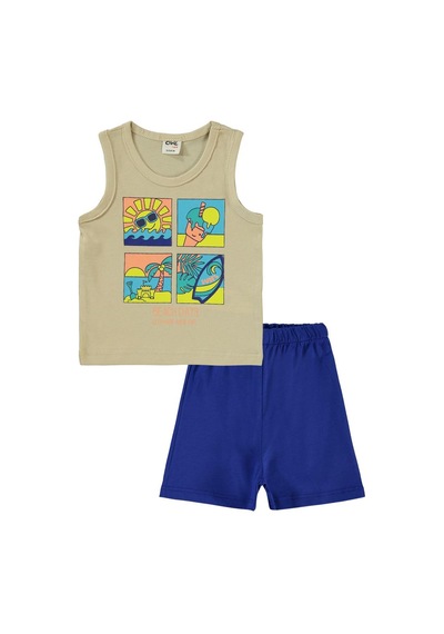 Civil Baby Beach Days Baskılı 6-18 Ay Takım - Bej