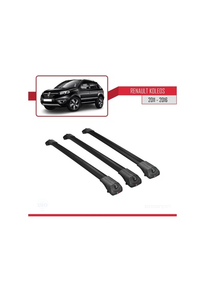 Renault Koleos 2011-2016 Arası İle Uyumlu Ace-1 Ara Atkı Tavan Barı Siyah 3 Adet Bar
