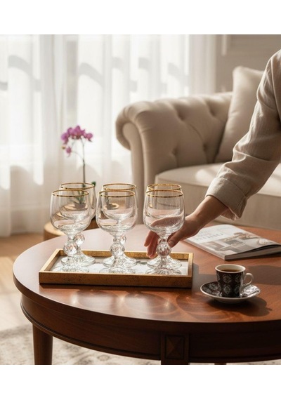 6'lı Bohemia Kristal Sterna Gold Kahve Yanı Kadehi-1297 Çok Renkli