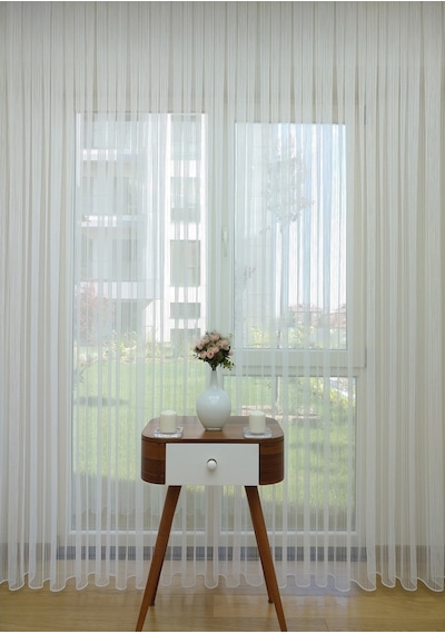 Evdepo Home Kullanıma Hazır Çizgili Tül Perde (540652084)